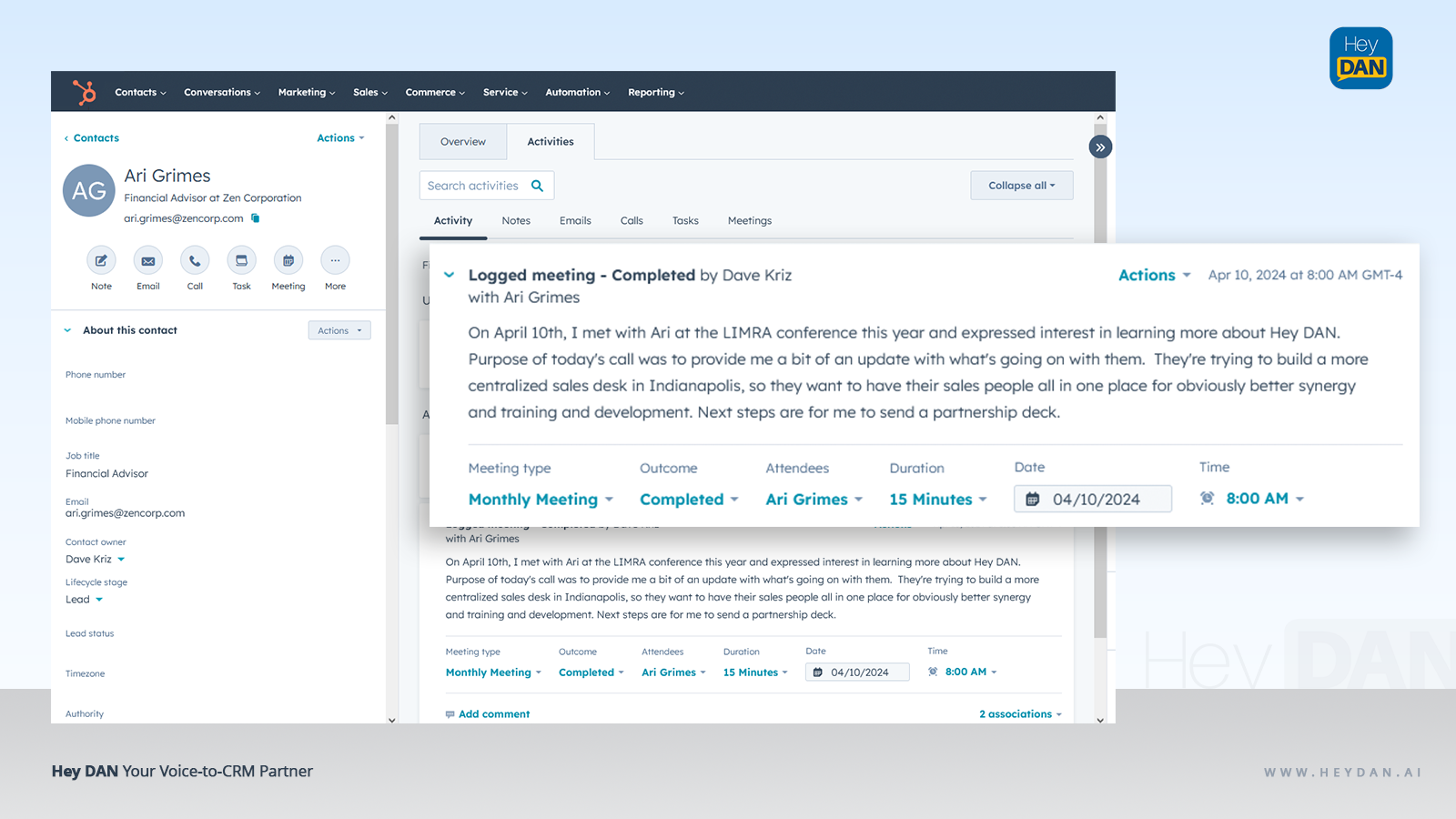 HubSpot Activity Logging
